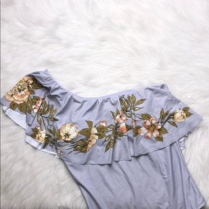 ONEILL LAVENDAR RUFFLE OFF SHOULDER SWIMSUIT S